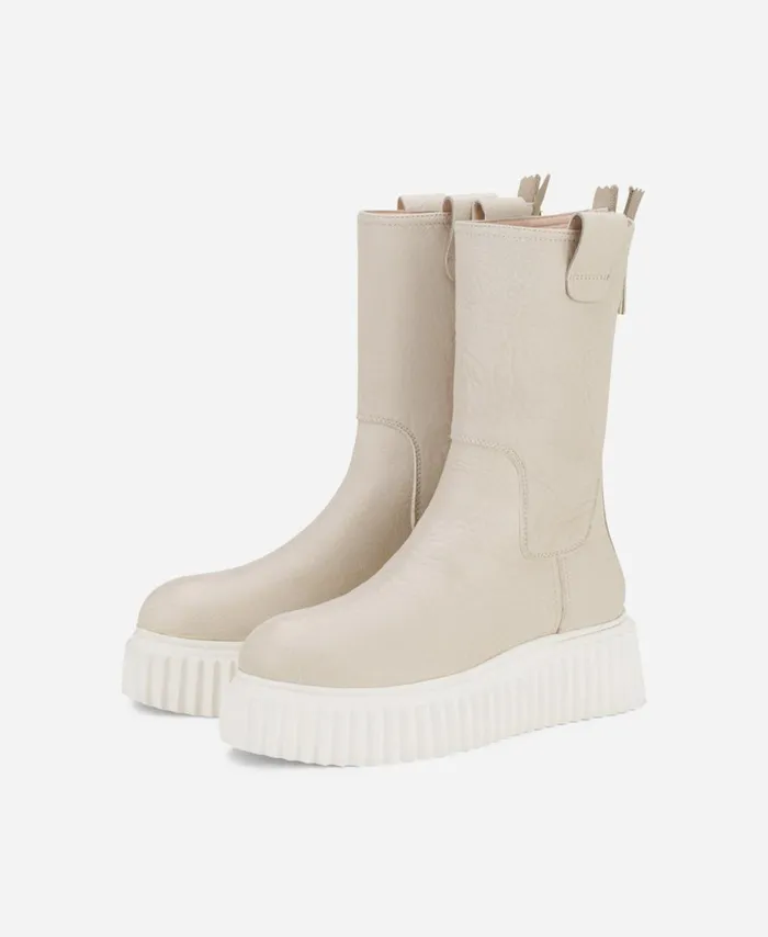 AGL Leather Boot Cream MILAGROS Women Booties
