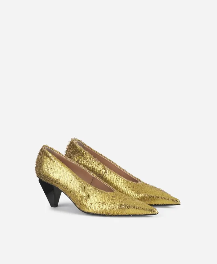 AGL Leather Pump Gold Knife Pump Women Heels