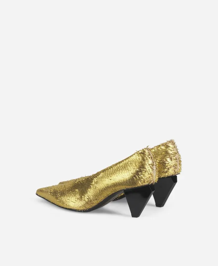 AGL Leather Pump Gold Knife Pump Women Heels