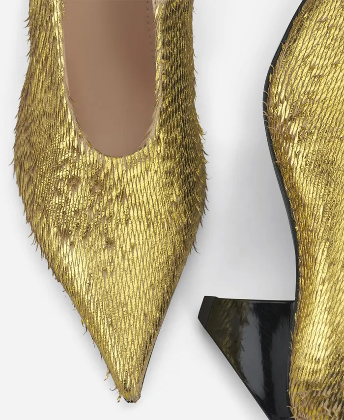 AGL Leather Pump Gold Knife Pump Women Heels