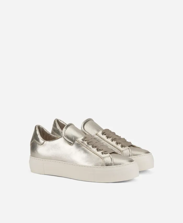 AGL Metallic Leather Sneaker Platinum EDDA Women Sneakers