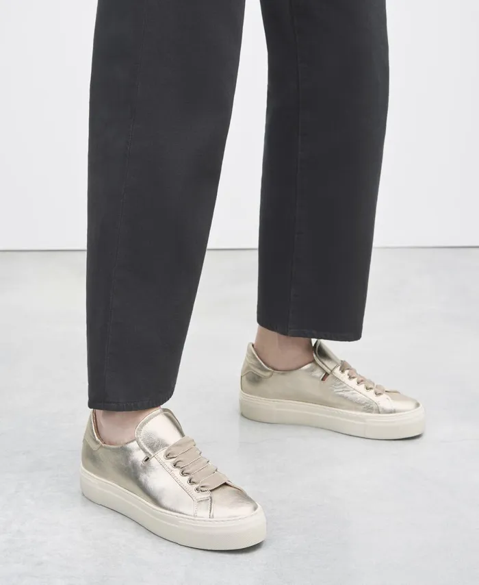 AGL Metallic Leather Sneaker Platinum EDDA Women Sneakers