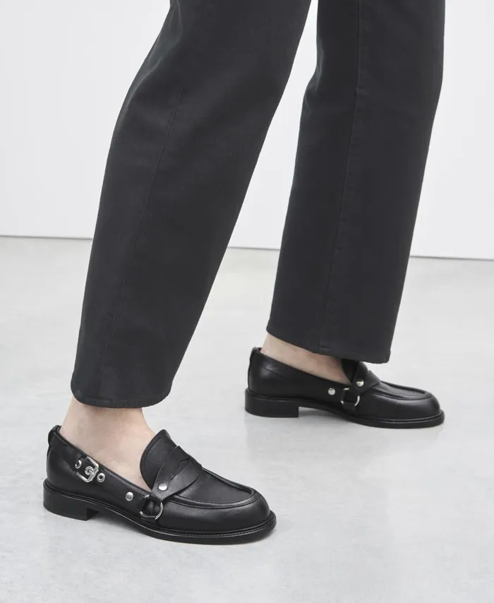 AGL Moccasin With Buckle Black Stephan Women Flats