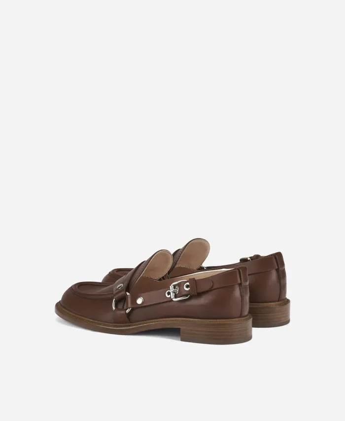 AGL Moccasin With Buckle Cognac Stephan Women Flats