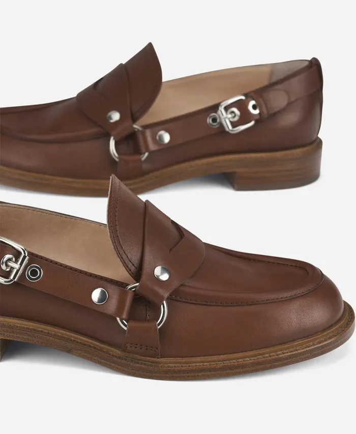 AGL Moccasin With Buckle Cognac Stephan Women Flats