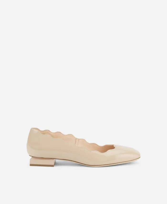 AGL Patent Ballet Flat Beige Angie L Wave Women Flats