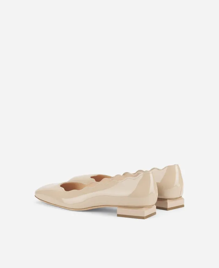 AGL Patent Ballet Flat Beige Angie L Wave Women Flats
