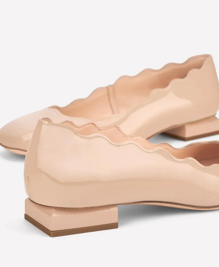 AGL Patent Ballet Flat Beige Angie L Wave Women Flats