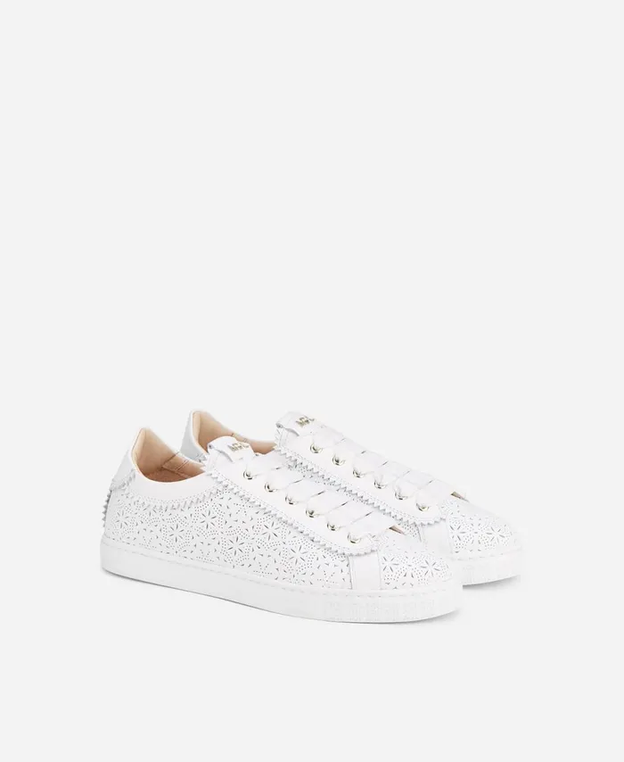 AGL Perforated Sneaker White Sade Spring Women Sneakers