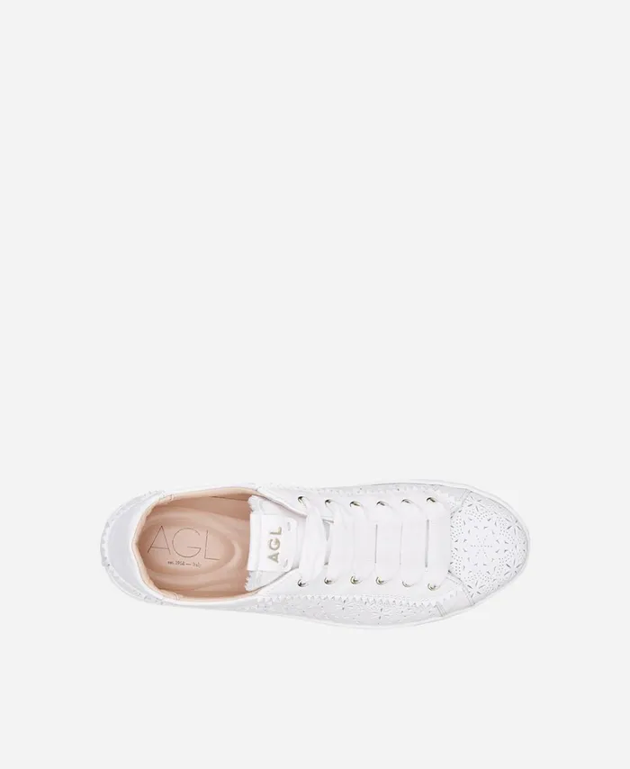 AGL Perforated Sneaker White Sade Spring Women Sneakers