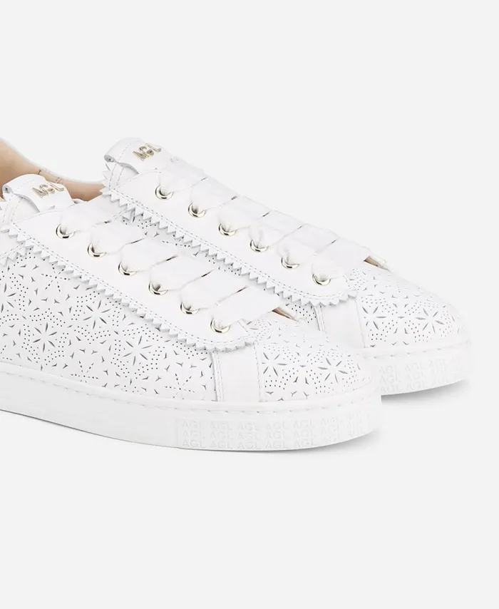 AGL Perforated Sneaker White Sade Spring Women Sneakers