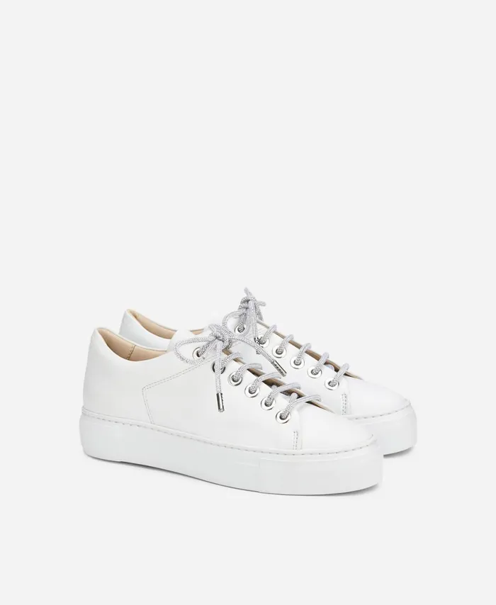 AGL Sneaker With Jeweled Laces White Crystal Women Sneakers