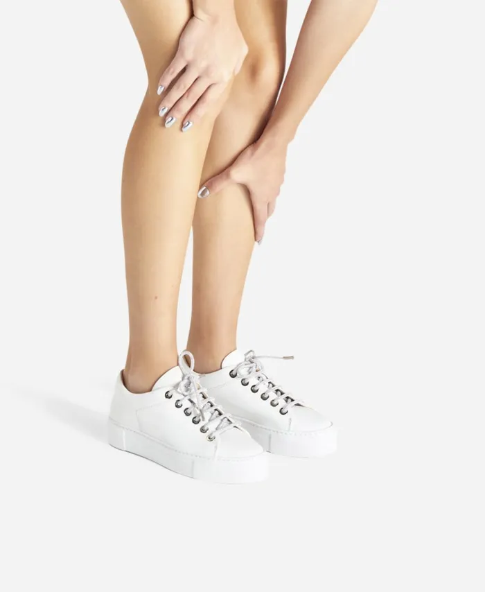 AGL Sneaker With Jeweled Laces White Crystal Women Sneakers