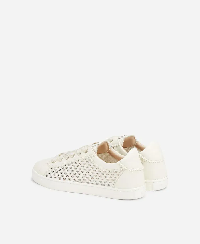 AGL Sneaker With Woven Texture White Sade Plots Women Sneakers