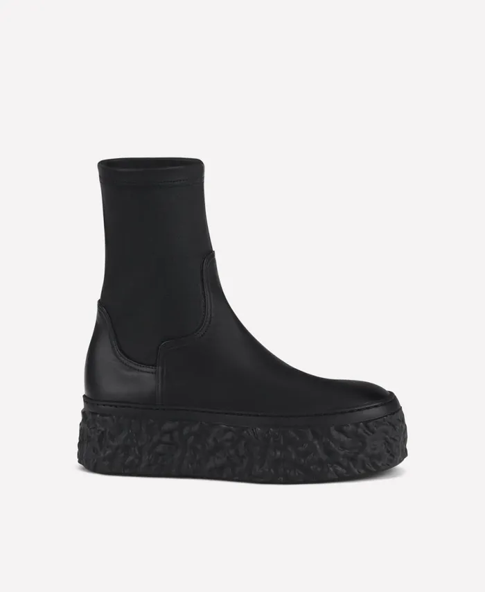 AGL Stretch Ankle Boot With Platform Black Magma Stretch Women Booties