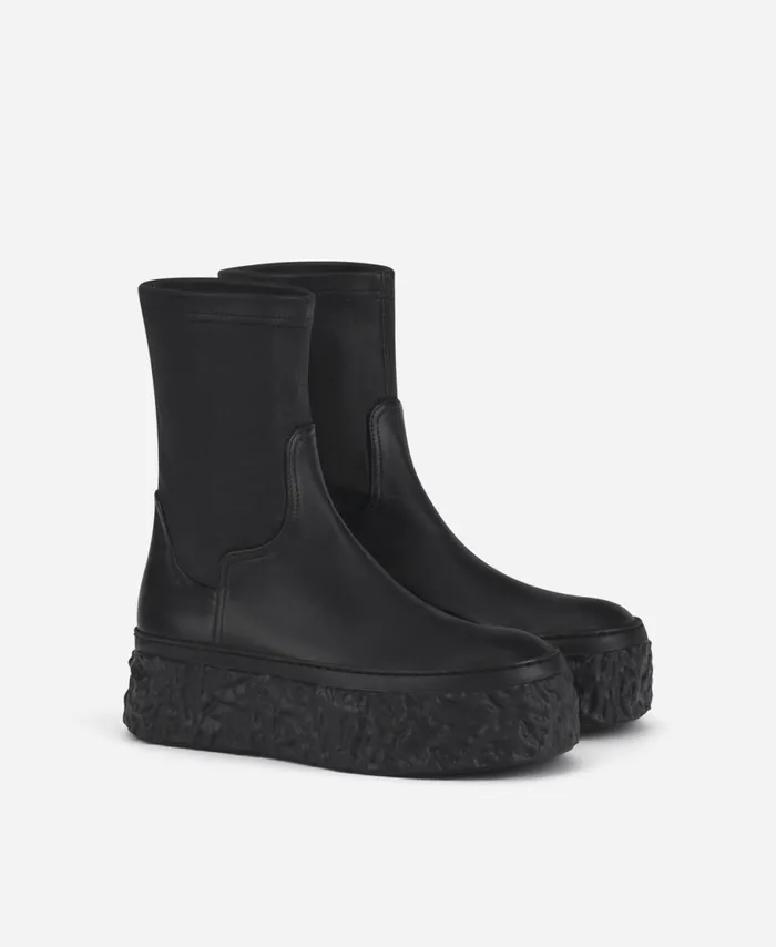 AGL Stretch Ankle Boot With Platform Black Magma Stretch Women Booties