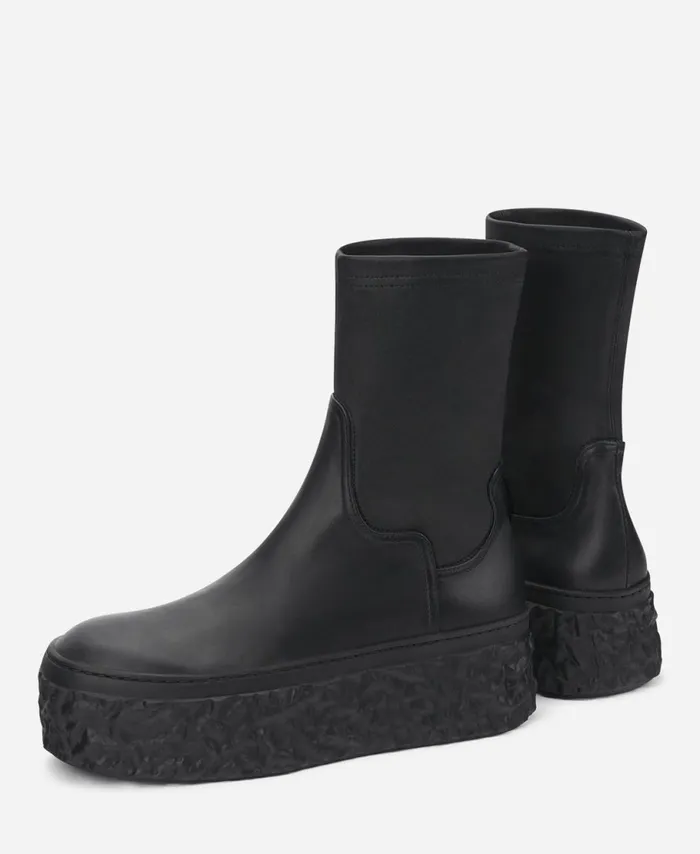 AGL Stretch Ankle Boot With Platform Black Magma Stretch Women Booties