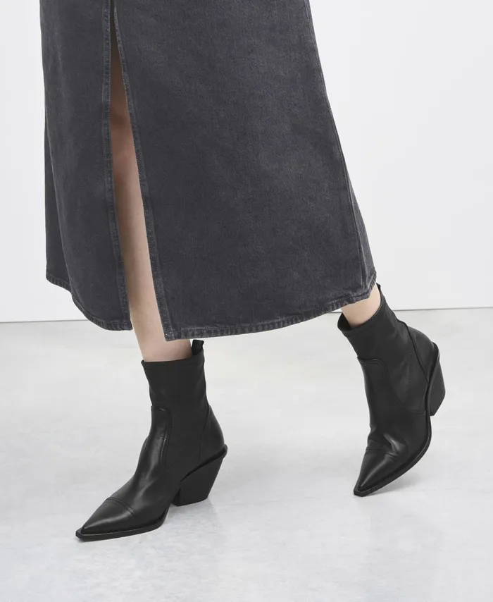 AGL Stretch Cowboy Boot Black Roberta Stretch Women Booties