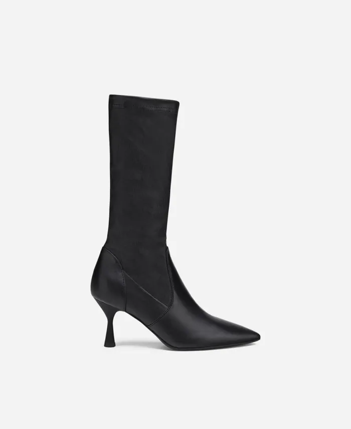 AGL Stretch Leather Bootie Black Lilly Women Booties