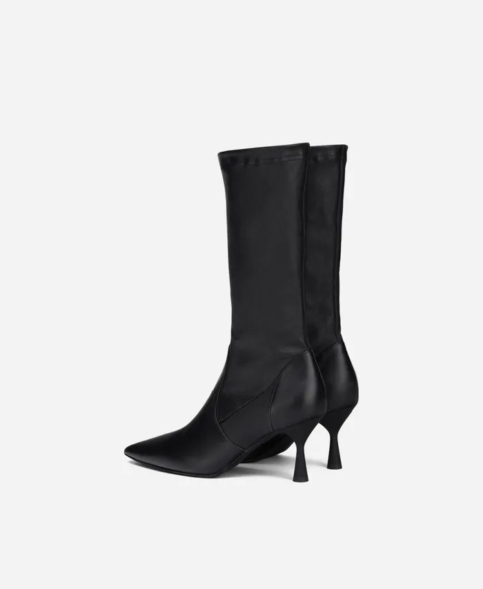 AGL Stretch Leather Bootie Black Lilly Women Booties
