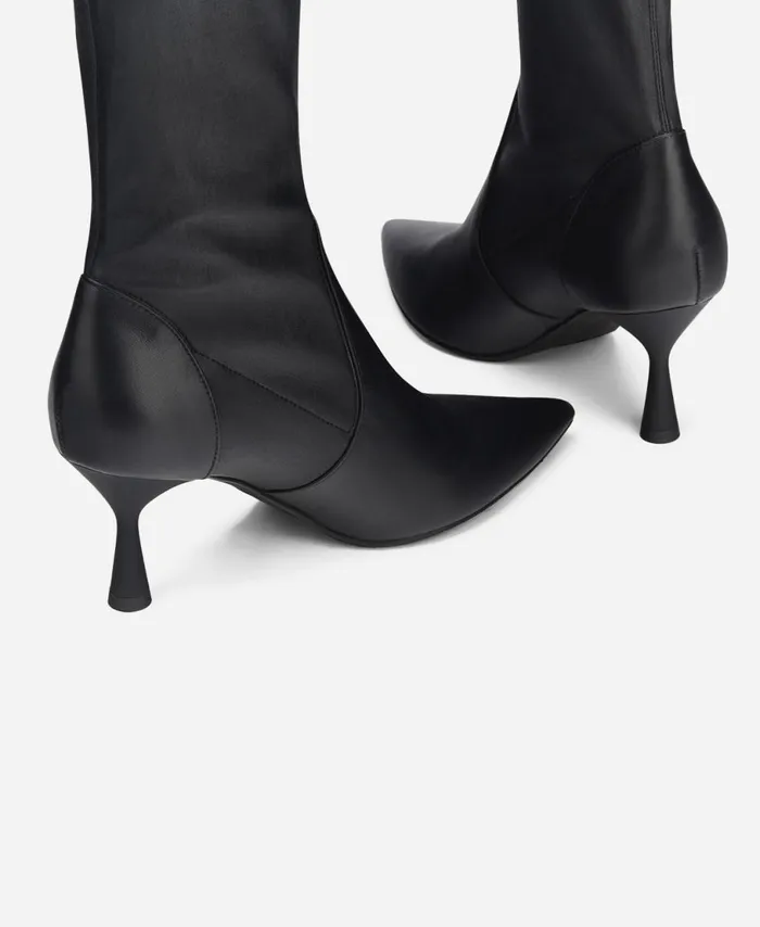 AGL Stretch Leather Bootie Black Lilly Women Booties