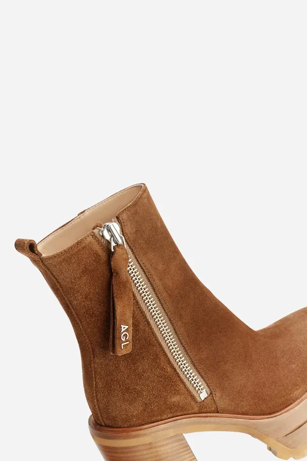 AGL Velour Ankle Boot Cognac Tora Women Booties
