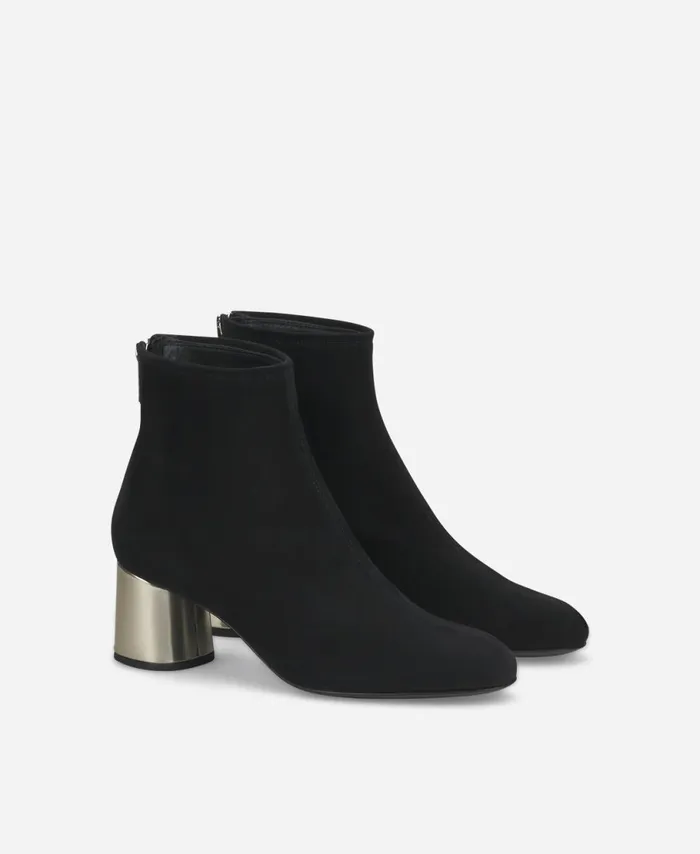 AGL Velour Ankle Boot With Heel Black Veta Precious Women Booties