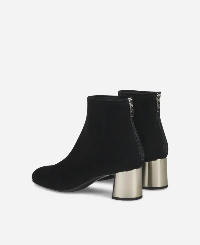 AGL Velour Ankle Boot With Heel Black Veta Precious Women Booties
