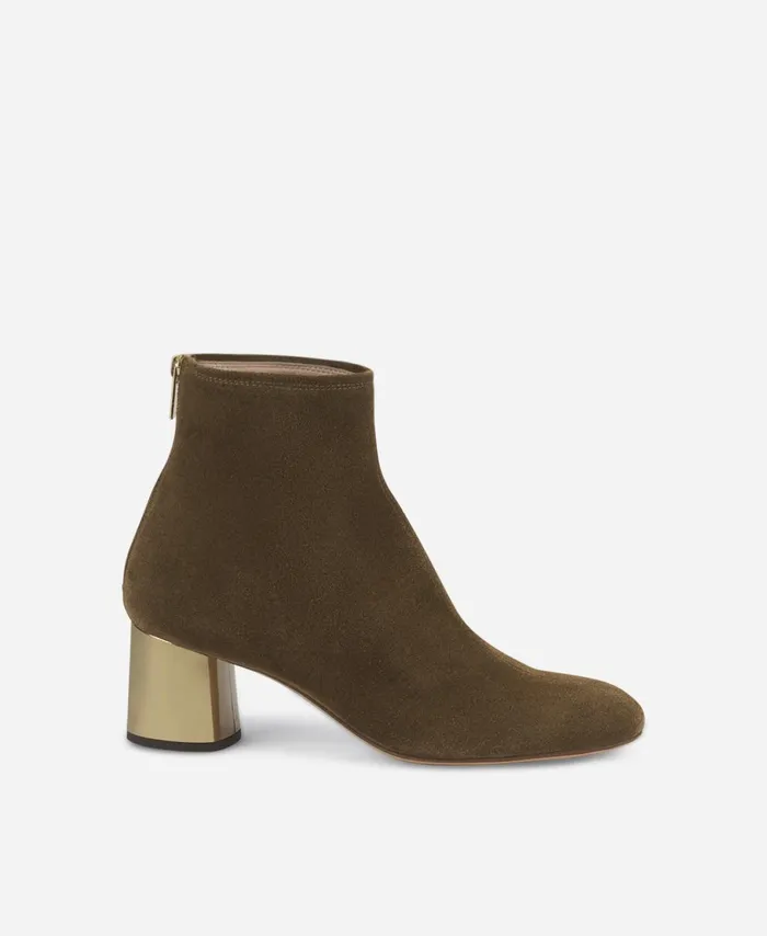 AGL Velour Ankle Boot With Heel Green Veta Precious Women Booties
