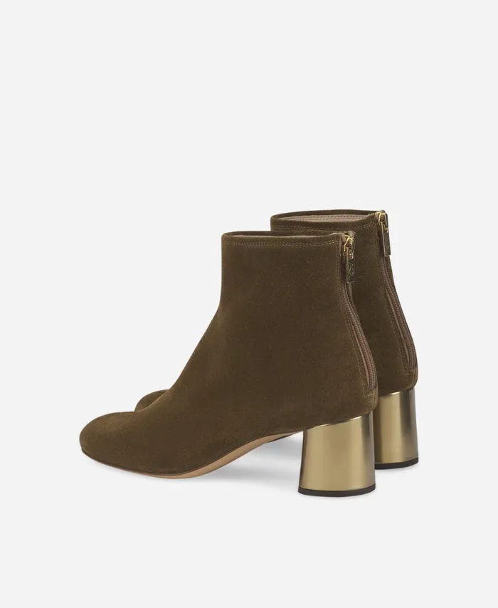 AGL Velour Ankle Boot With Heel Green Veta Precious Women Booties