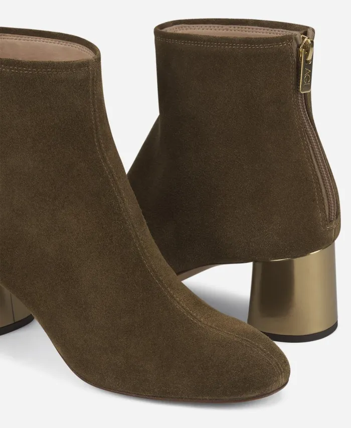 AGL Velour Ankle Boot With Heel Green Veta Precious Women Booties