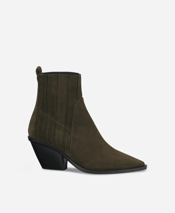 AGL Velour Cowboy Boot Brown Roberta Beat Women Booties
