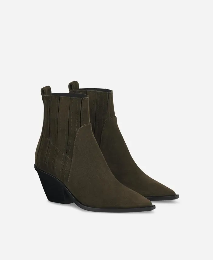 AGL Velour Cowboy Boot Brown Roberta Beat Women Booties