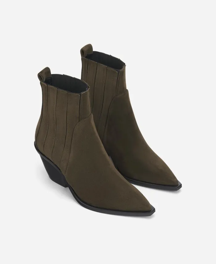 AGL Velour Cowboy Boot Brown Roberta Beat Women Booties