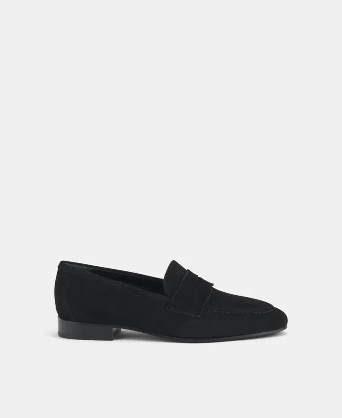 AGL Velour Loafer Black Costanza Stitch Women Flats