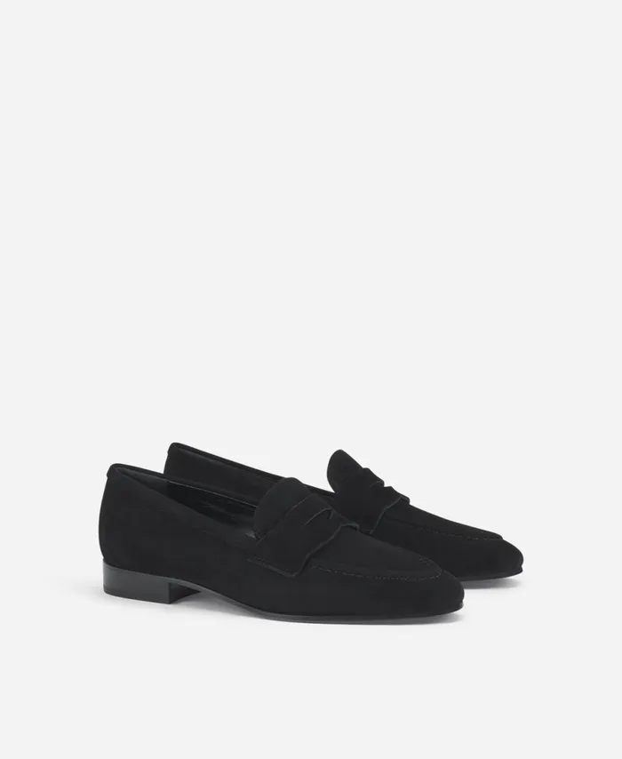 AGL Velour Loafer Black Costanza Stitch Women Flats