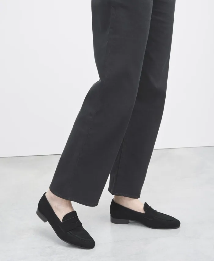 AGL Velour Loafer Black Costanza Stitch Women Flats
