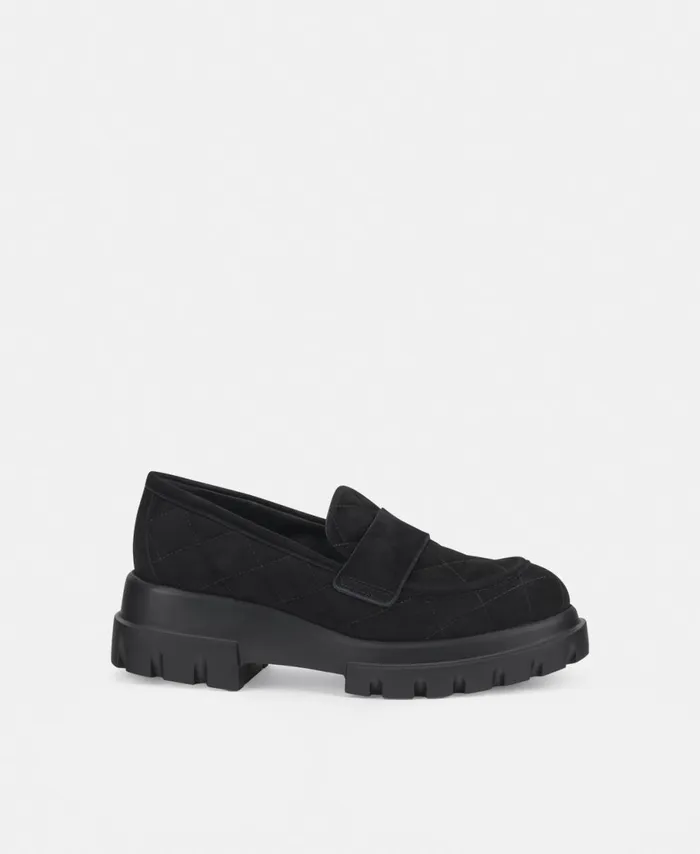 AGL Velour Moccasin Black Celeste Matelass Women Flats