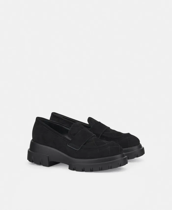 AGL Velour Moccasin Black Celeste Matelass Women Flats