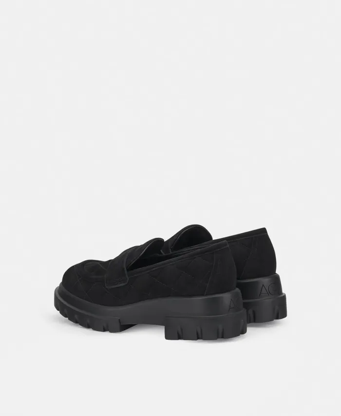 AGL Velour Moccasin Black Celeste Matelass Women Flats