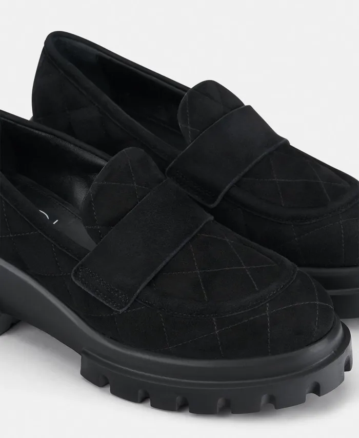 AGL Velour Moccasin Black Celeste Matelass Women Flats