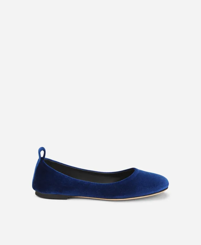 AGL Velvet Ballet Flat Blue Kim Women Flats