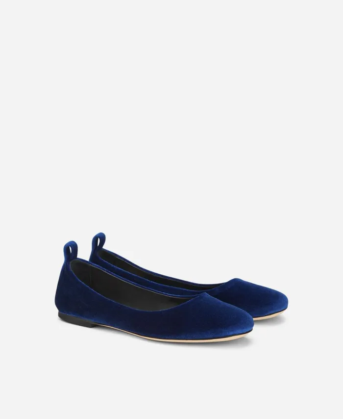 AGL Velvet Ballet Flat Blue Kim Women Flats