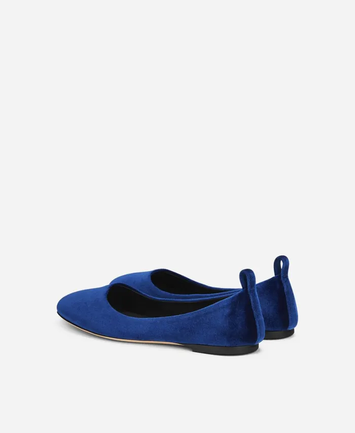 AGL Velvet Ballet Flat Blue Kim Women Flats