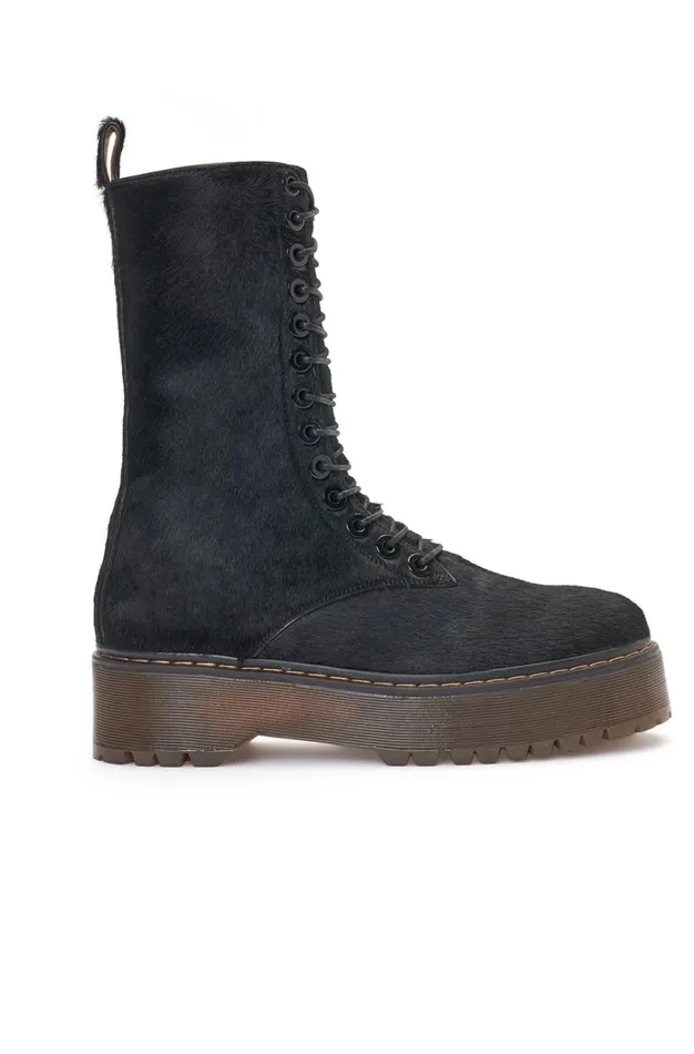 Altuzarra Drew Pony Hair Combat Boots Black Women Shoes