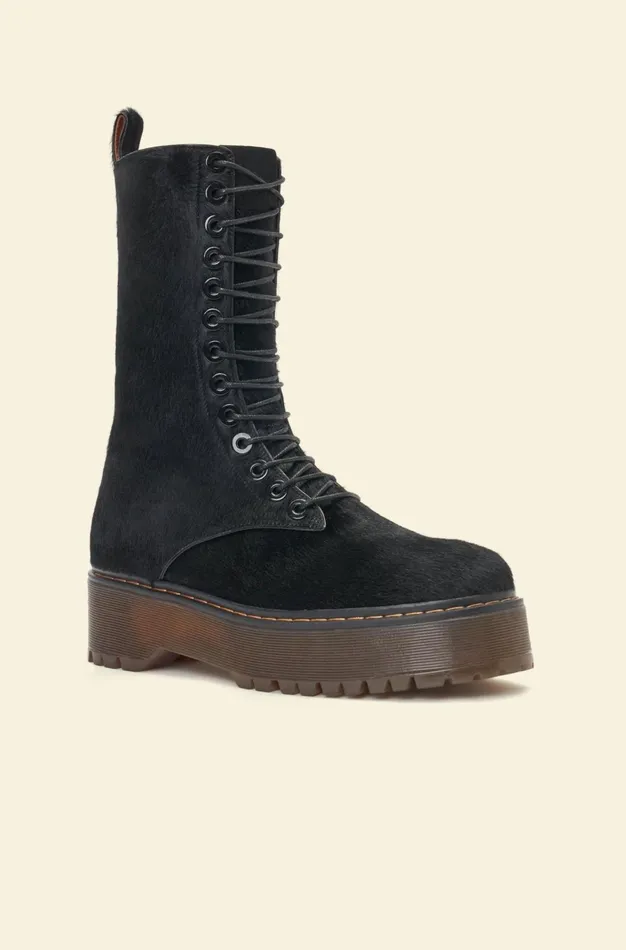 Altuzarra Drew Pony Hair Combat Boots Black Women Shoes