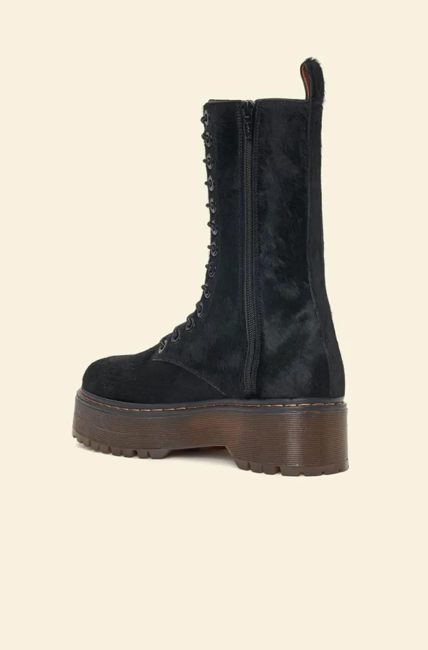 Altuzarra Drew Pony Hair Combat Boots Black Women Shoes