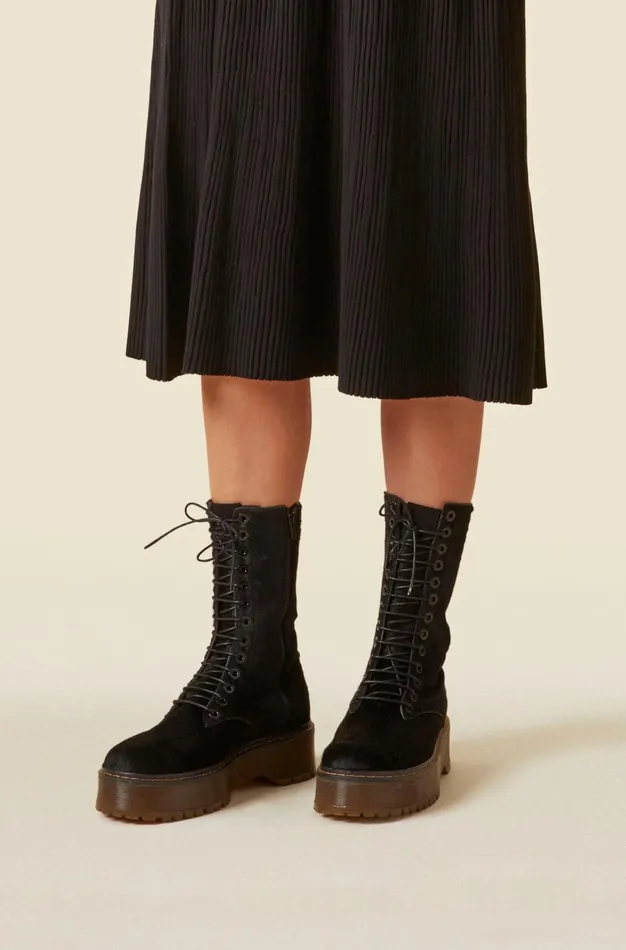 Altuzarra Drew Pony Hair Combat Boots Black Women Shoes