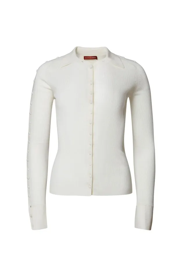 Altuzarra Hill Knit Cardigan White Women Tops