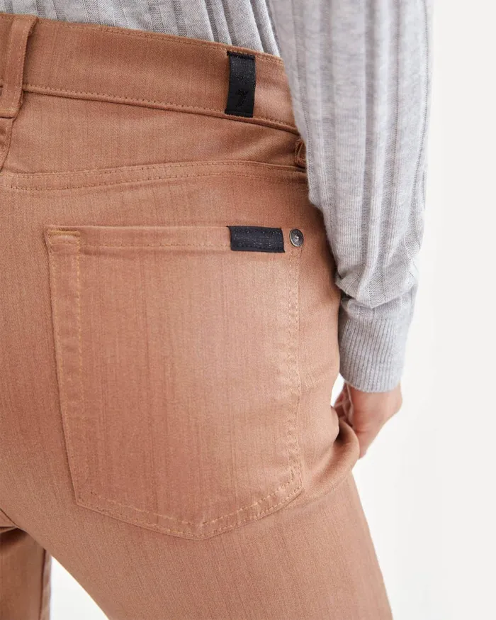 Ankle Women 7 For All Mankind Coated High Waist Slim Kick With Faux Pockets In Penny